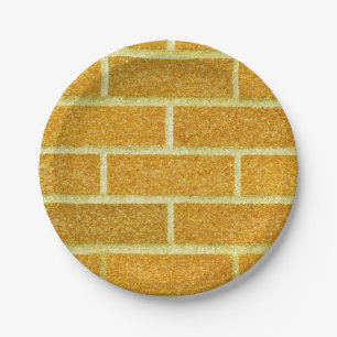 Assiettes En Carton Route de briques jaunes Fête d'anniversaire scinti