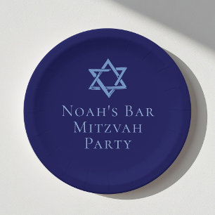 Assiettes En Carton Royal Blue Bar Mitzvah Party Star de David