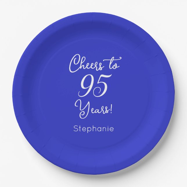 Assiettes En Carton Royal Blue encourage à 95 ans 95e anniversaire (Devant)