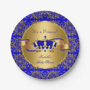 Assiettes En Carton Royal Blue Prince Crown Baby shower Boy