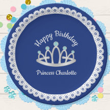 Royal Blue Princess Tiara Plaque papier d'annivers
