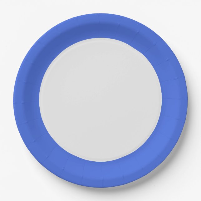 Assiettes En Carton Royal Blue Rim Paper Plate – Customizable (Devant)