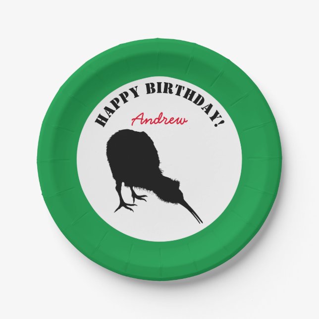 Assiettes En Carton Royal Kiwi, joyeux anniversaire, Seeland Bird (fêt (Devant)