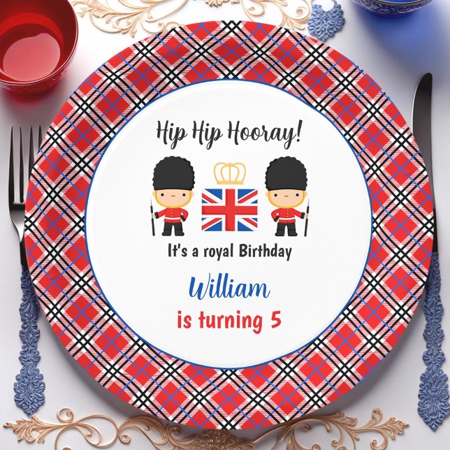 Assiettes En Carton Royal London Guards British Tartan Boy Anniversair (Royal London Guards British Tartan Boy Birthday Paper Plates)