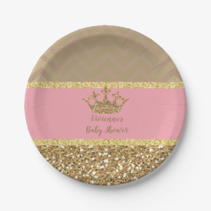 Assiettes En Carton Royal Pink and gold Plate 4 Baby shower, Anniversa