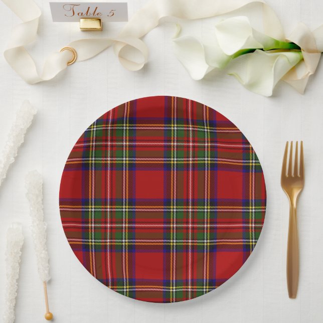 Assiettes En Carton Royal Stewart Tartan Plaid Scottish Motif (Mariage)