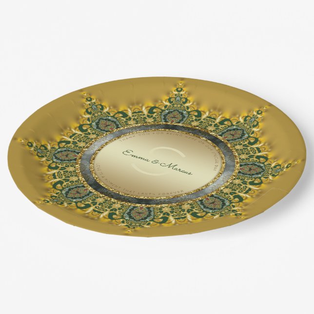 Assiettes En Carton Royale Tribe Geo-Mandala Mariage (Angle)