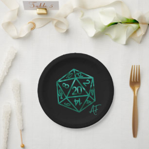 Assiettes En Carton RPG Crit AF   Émeraude Imaginaire Table Gamer Dice