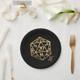 Assiettes En Carton RPG Crit AF Gold Fantasy Tabletop Gamer Dice