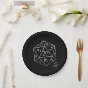 Assiettes En Carton RPG Crit AF Silver Fantasy Tabletop Gamer Dice