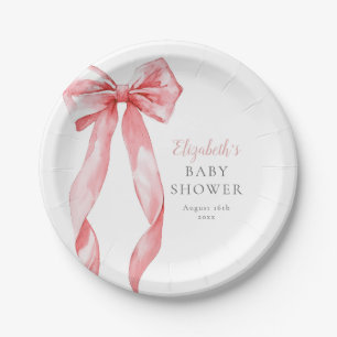 Assiettes En Carton Ruban à nœud rose élégant Fille Baby Shower
