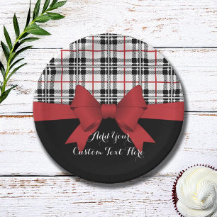 Assiettes En Carton Ruban à nœud rouge personnalisé Tartan écossais no