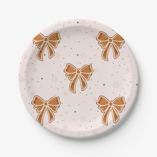 Assiettes En Carton Rubans de biscuits de Noël (Devant)