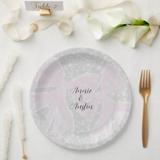 Assiettes En Carton Rubans rose coquette transparent