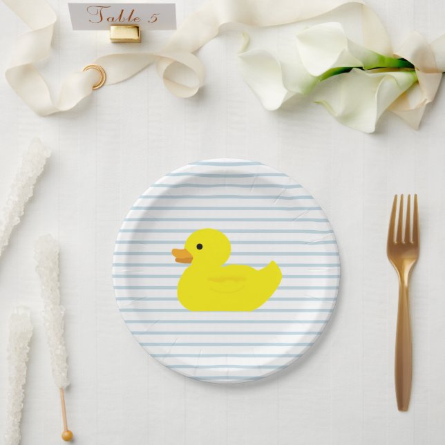 Assiettes En Carton Rubber Canard Bleu Bande (Mariage)