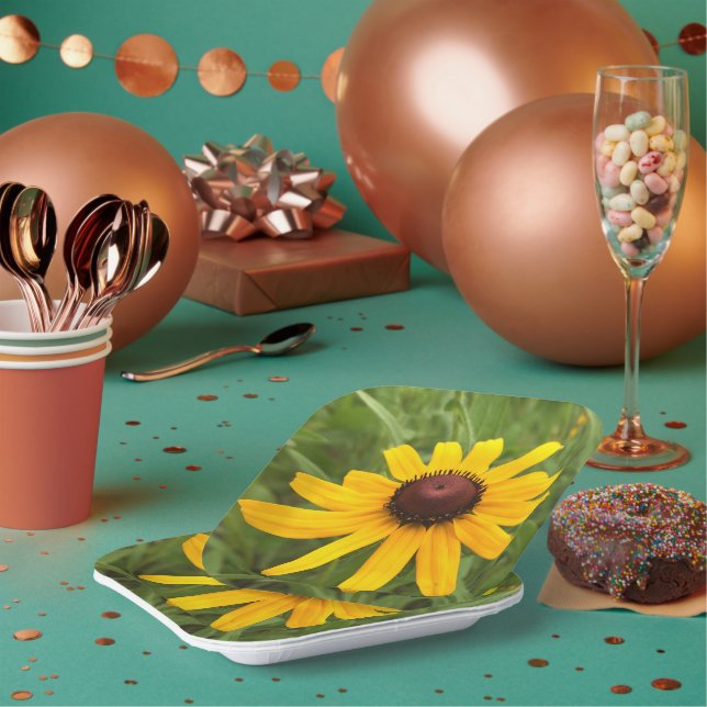 Assiettes En Carton Rudbeckia jaune vif Photographie Pique-nique (Multi)