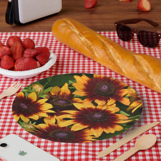 Assiettes En Carton Rudbeckias jaune et bronze Floral (Pique-nique)