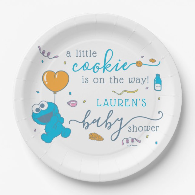 Assiettes En Carton Rue Sésame | Baby shower Monster de cookies (Devant)