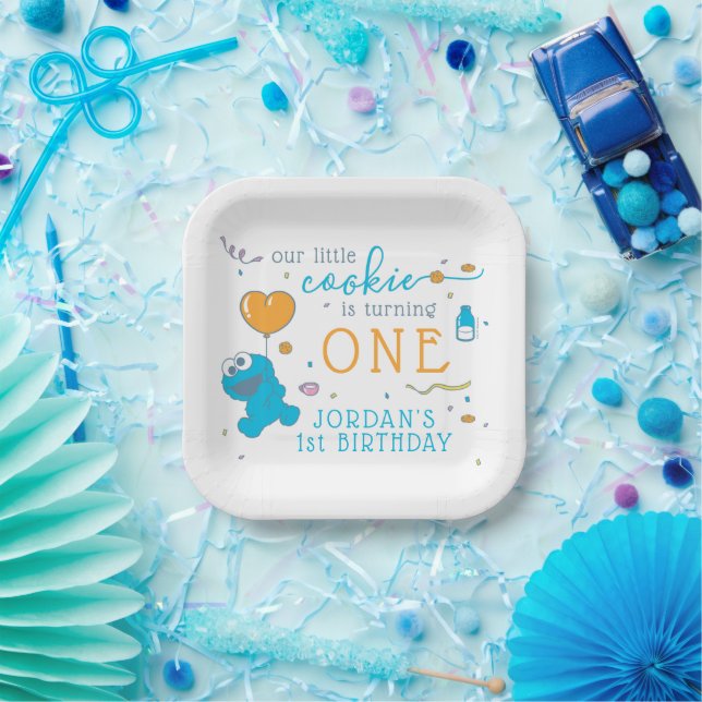 Assiettes En Carton Rue Sésame | Cookie Monster 1er anniversaire (Fête)