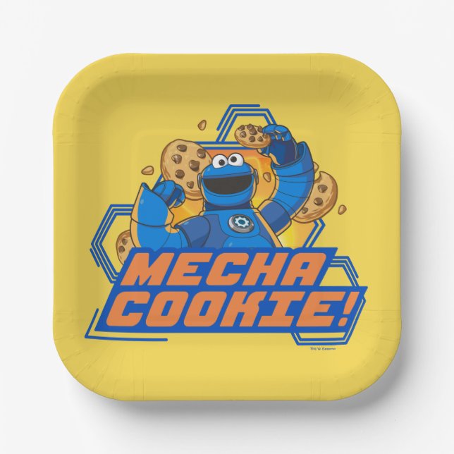 Assiettes En Carton Rue Sésame | Cookie Monster Mecha Cookie! (Recto)