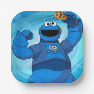 Assiettes En Carton Rue Sésame   Méca Builders Cookie Monster