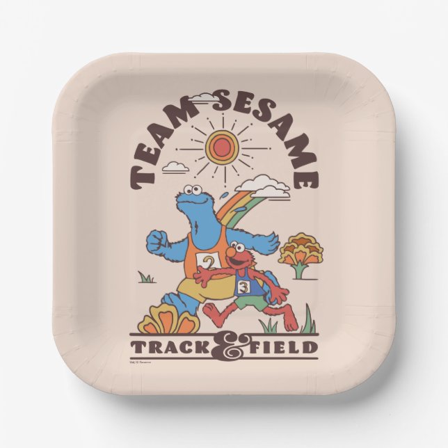 Assiettes En Carton Rue Sésame | Team Sesame Track & Field (Recto)