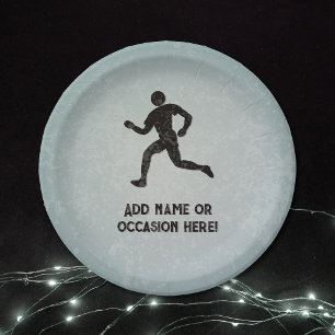 Assiettes En Carton Runner sportsman & votre texte sur masuline grey