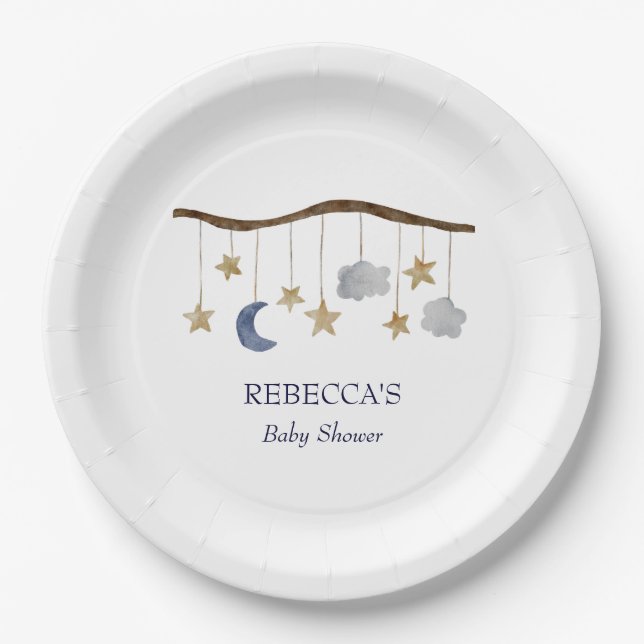 Assiettes En Carton Russe Baby shower nuit Sky Mobile (Devant)
