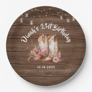 Assiettes En Carton Russe Country Boots Cowgirl Anniversaire