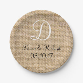 Assiettes En Carton Russe Mariage Burlap Nom Date Monogramme