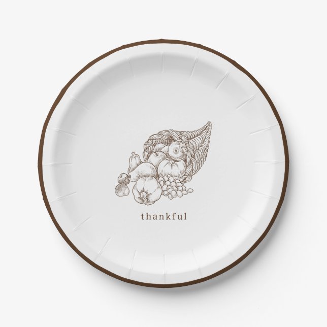 Assiettes En Carton Russe minimaliste Thanksgiving Brown (Devant)