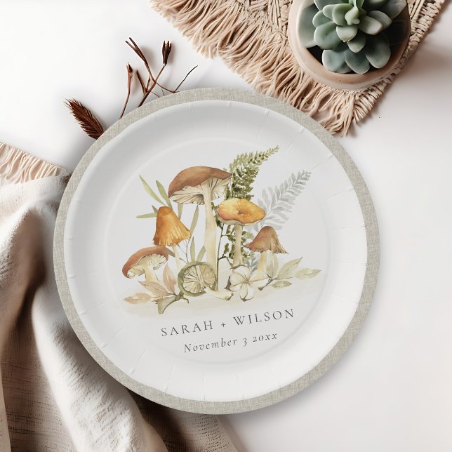 Assiettes En Carton Russe rouille Orange Champagne Fern Foliver Mariag (Créateur téléchargé)