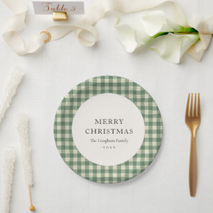 Assiettes En Carton Russe Vert En vichy moderne Noël