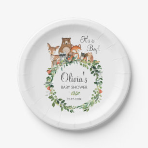 Assiettes En Carton Russe Woodland Animaux Baby shower Garçon Girl