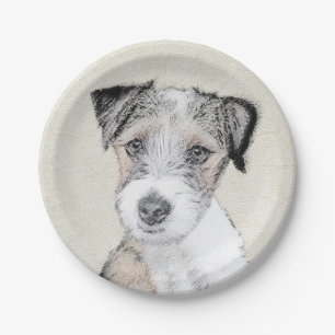 Assiettes En Carton Russell Terrier Peinture rugueuse - Art Chien orig