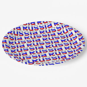 Assiettes En Carton Russie Drapeau russe couleurs Motif de typographie