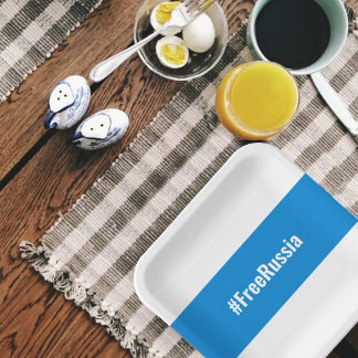 Assiettes En Carton Russie libre - Anglais - Bleu blanc Drapeau