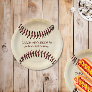 Assiettes En Carton Rustic Baseball Strings Party