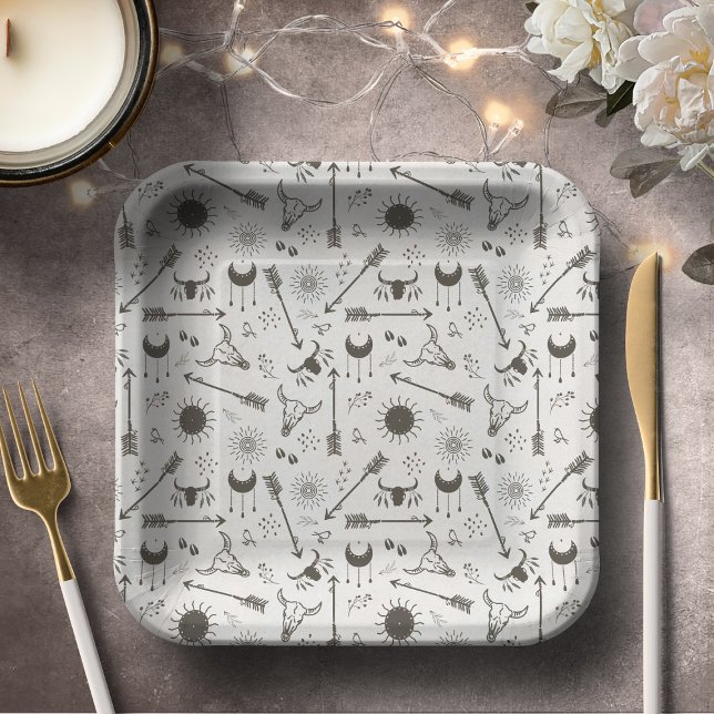 Assiettes En Carton Rustic Boho Motif ID1109 (Créateur téléchargé)