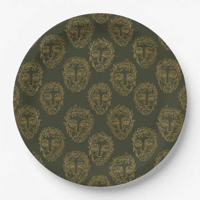 Assiettes En Carton Rustic Botanical Face Line Pattern (2) (Devant)