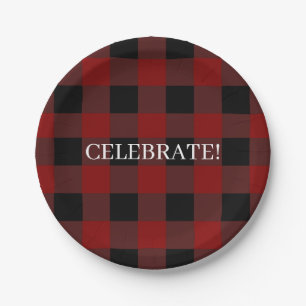 Assiettes En Carton Rustic Buffalo Plaid Célébrer ou Customiser