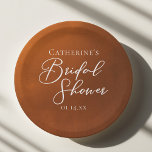 Assiettes En Carton Rustic Burnt Orange Bridal Shower Personalized<br><div class="desc">This rustic burnt orange bridal shower paper plate features beautiful white typography for an autumn party featuring boho colors for a fall wedding. Minimalist white typography for a bohemian bride.</div>