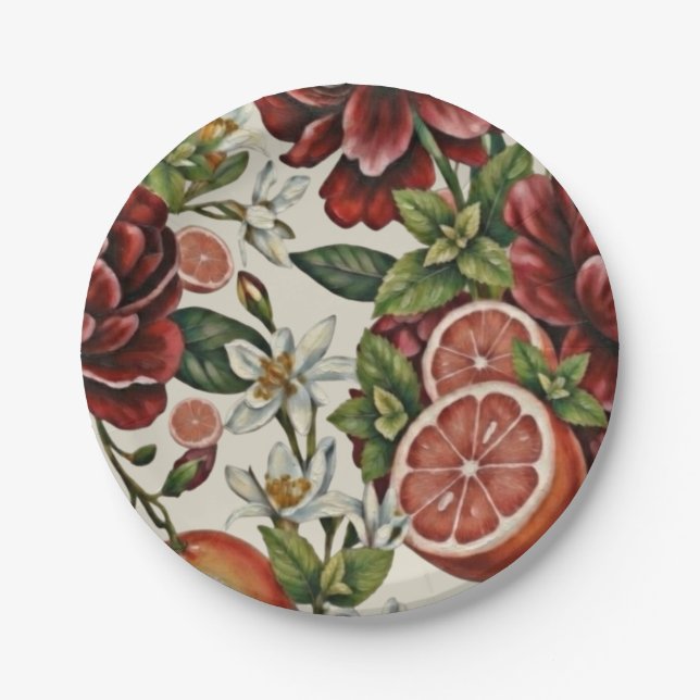 Assiettes En Carton Rustic Citrus Floral summer  Bridal Shower (Devant)