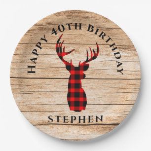 Assiettes En Carton Rustic Deer Hunter Thème 40e fête d'anniversaire