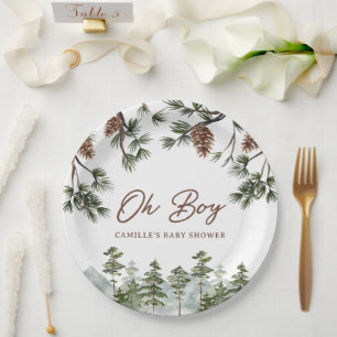 Assiettes En Carton Rustic Forest Oh Boy Baby shower