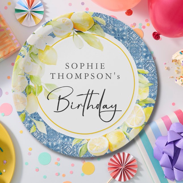 Assiettes En Carton Rustic lemons Mediterranean birthday (Créateur téléchargé)