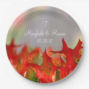 Assiettes En Carton Rustic Mariage Automne Feuilles Nom Monogram Fall