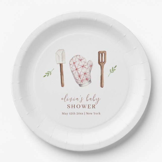 Assiettes En Carton Rustic Modern Chef Cuisine Stuff Baby shower (Devant)