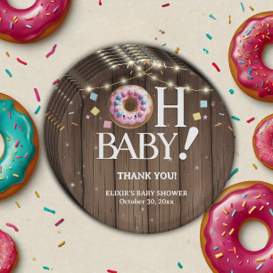 Assiettes En Carton Rustic Oh Baby Donut & Sprinkle Baby shower Kawaii