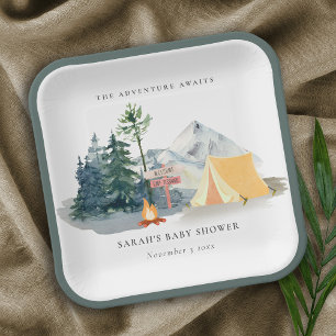 Assiettes En Carton Rustic Pine Woods Camping Baby shower de montagne